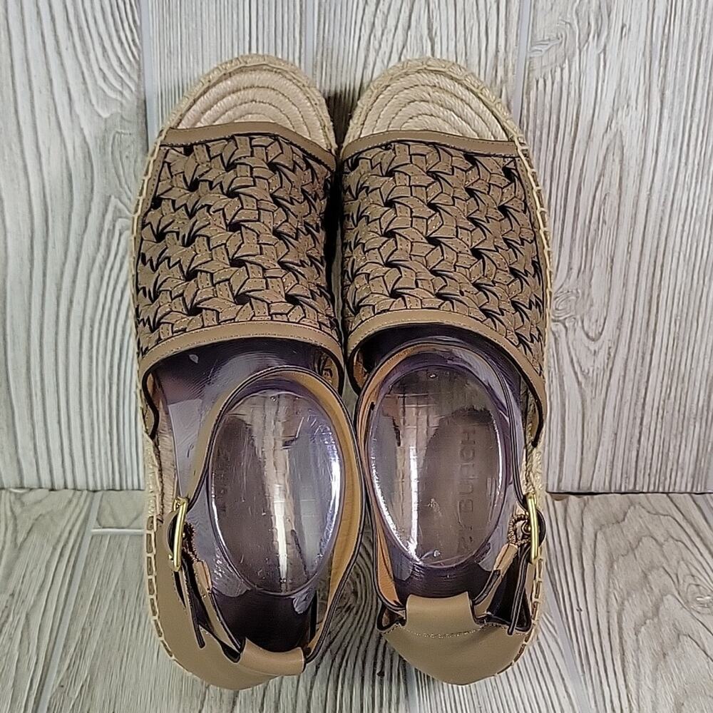 Tory Burch Basketweave Espadrille Wedge Leather Sandals Womens 10.5 NEW - Picture 6 of 15